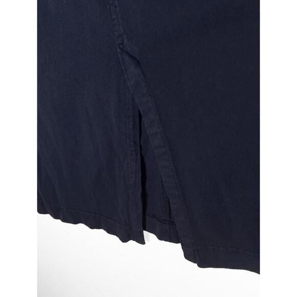 Prairie Cotton Womens 100 Natural Cotton Navy Maxi Skirt Front Back Slit Vintage - Picture 3 of 5